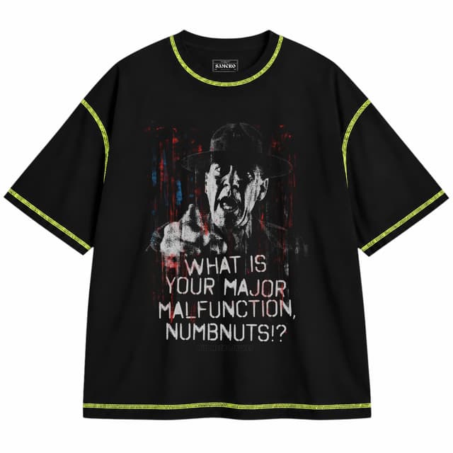 Full metal jacket 3 — Unisex oversize, Negro con costura verde