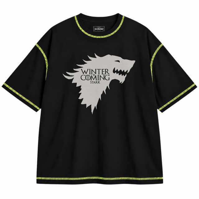 Game of thrones 1 — Unisex oversize, Negro con costura verde