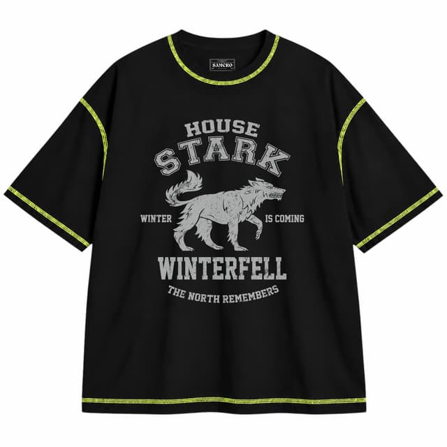 Game of Thrones 20 — Unisex oversize, Negro con costura verde