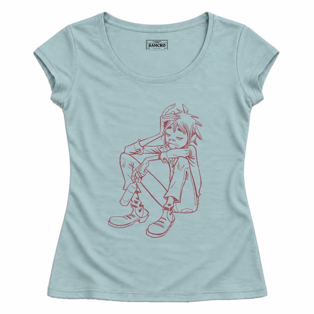 Gorillaz - 2d Line Drawing — Mujer entallada, Celeste