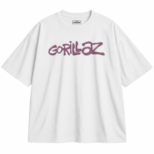 Gorillaz - Graffiti Logo Natural — Unisex oversize, Blanco