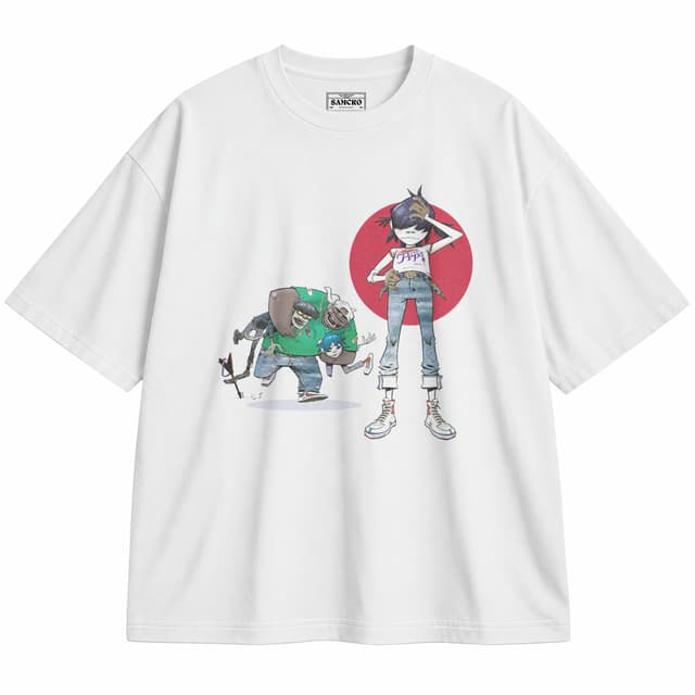 Gorillaz - Invisible Sun — Unisex oversize, Blanco