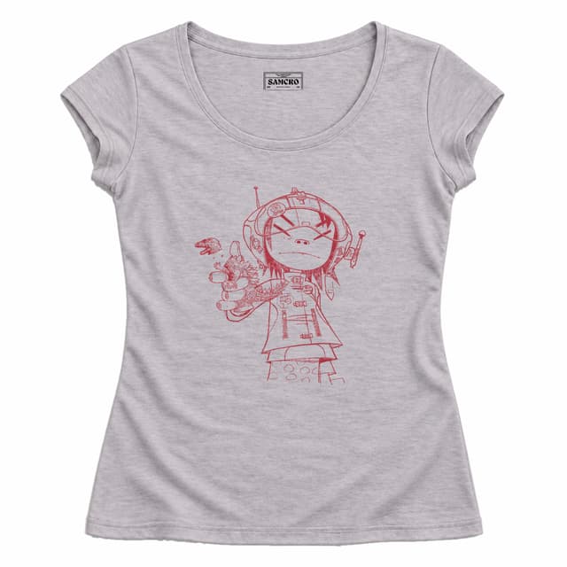 Gorillaz - Noodle Line Drawing — Mujer entallada, Gris