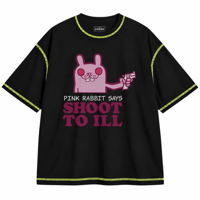 Gorillaz - Shoot to Ill — Unisex oversize, Negro con costura verde
