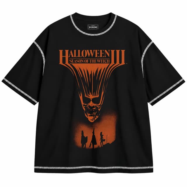 Halloween - III Classic — Unisex oversize, Negro con costura blanca