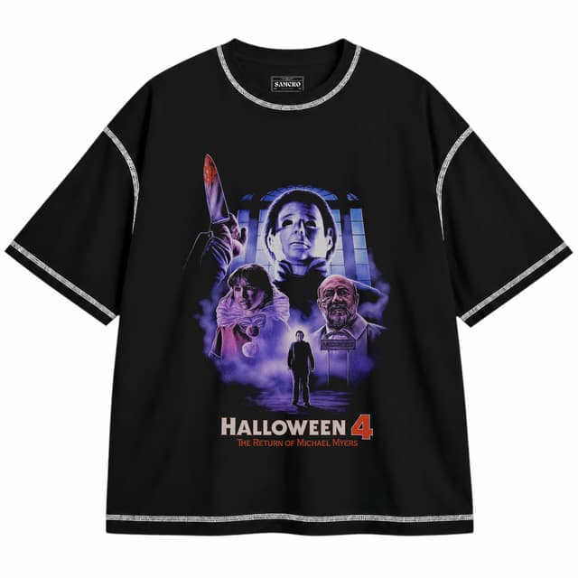 Halloween - Mortal Danger — Unisex oversize, Negro con costura blanca