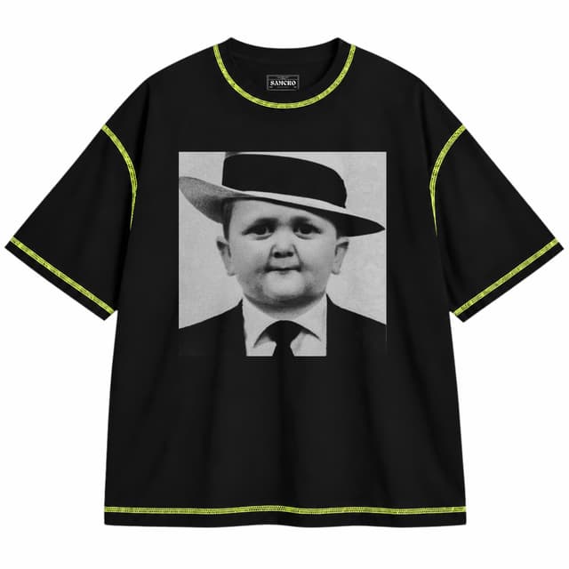 Hasbullah 3 — Unisex oversize, Negro con costura verde