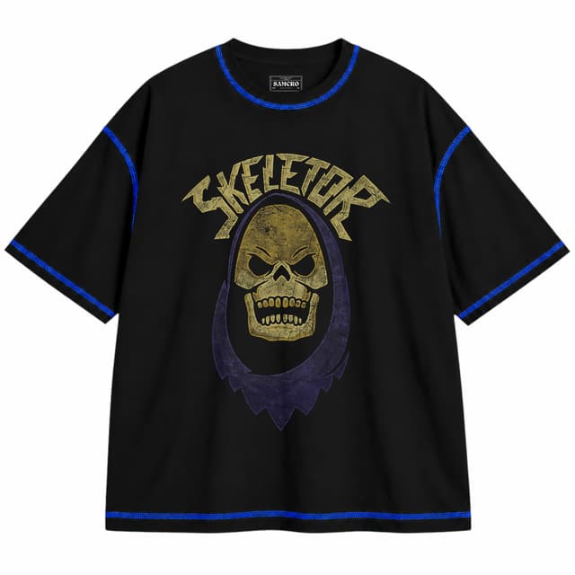 He-Man 20 — Unisex oversize, Negro con costura azul