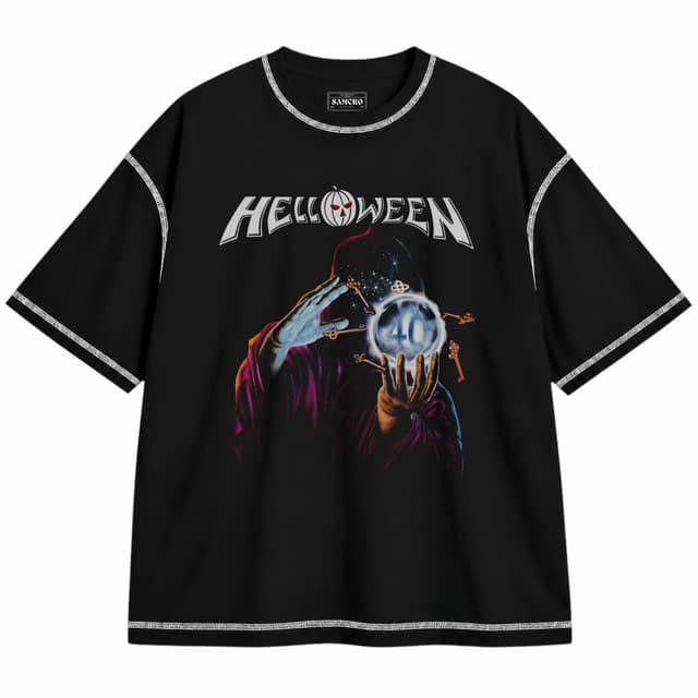 Helloween - Keeper 40 Years — Unisex oversize, Negro con costura blanca