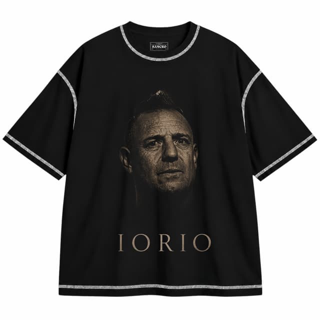 Iorio 1 — Unisex oversize, Negro con costura blanca