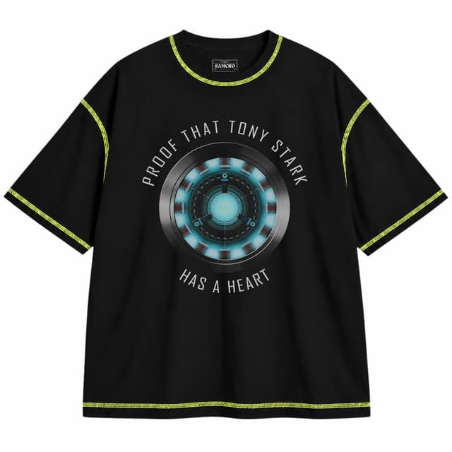 Iron Man 17 — Unisex oversize, Negro con costura verde