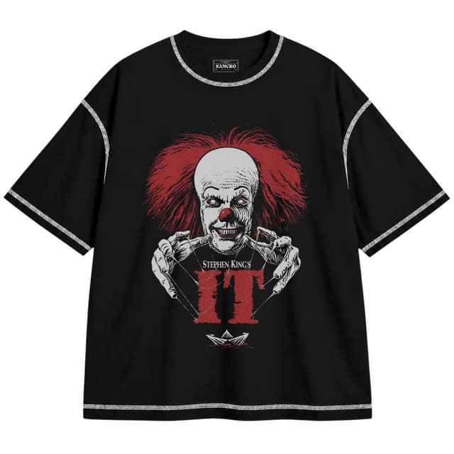 IT 1 — Unisex oversize, Negro con costura blanca