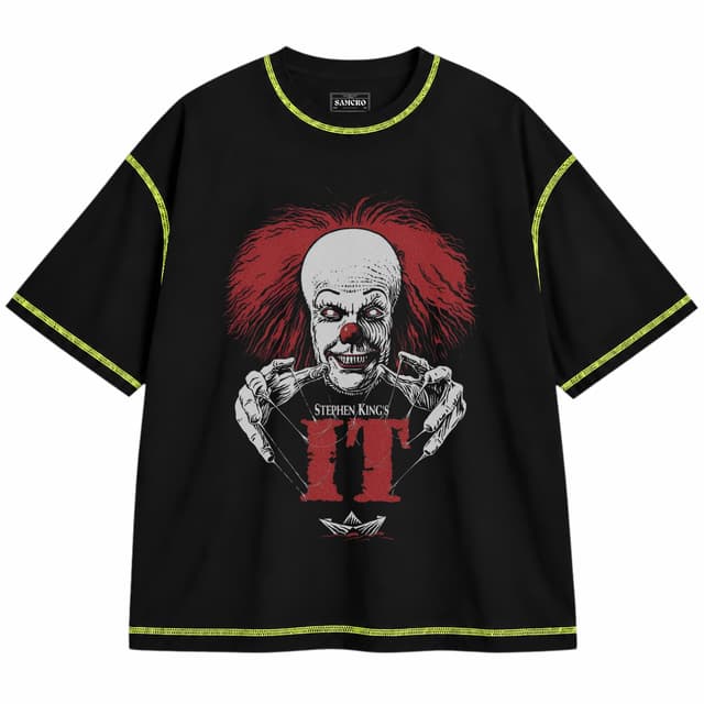 IT 1 — Unisex oversize, Negro con costura verde