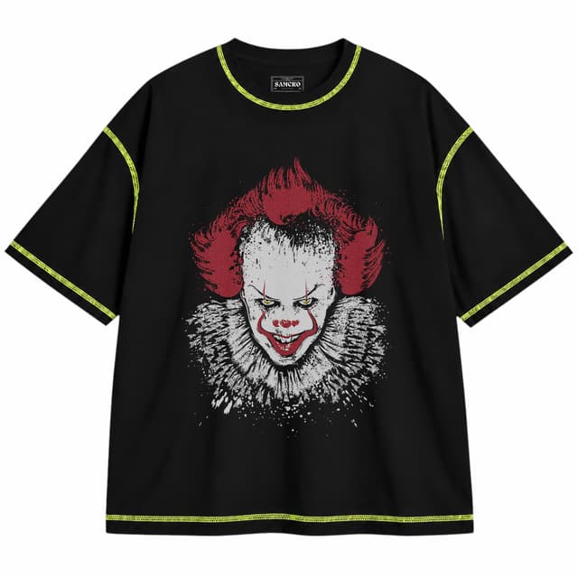 IT 2 — Unisex oversize, Negro con costura verde