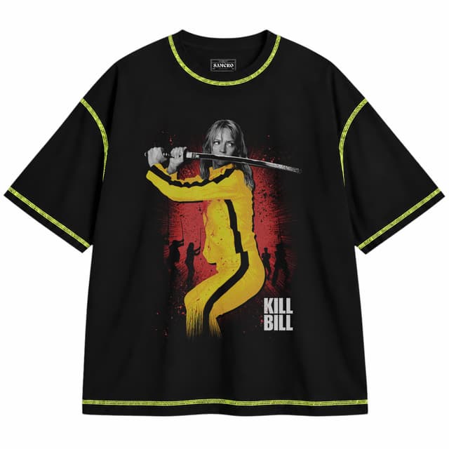 Kill Bill 1 — Unisex oversize, Negro con costura verde
