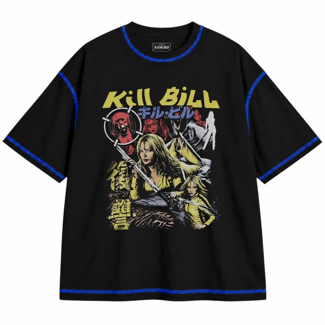 Kill Bill - The Bride Katana — Unisex oversize, Negro con costura azul