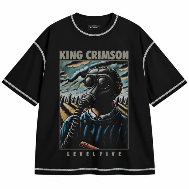King Crimson - Level Five — Unisex oversize, Negro con costura blanca