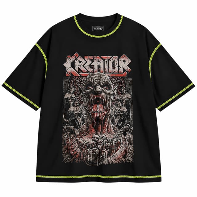 Kreator - Killer of Jesus — Unisex oversize, Negro con costura verde