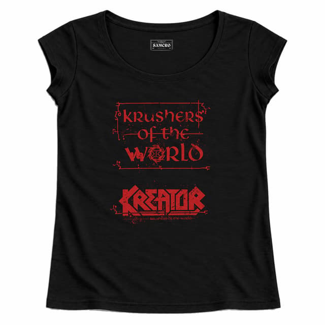 Kreator - Krushers of the World Logo — Mujer recta, Negro