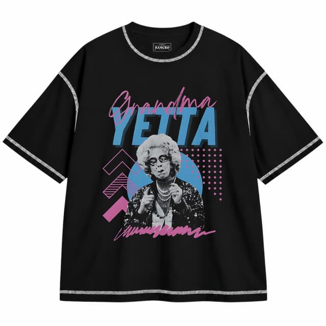 La niñera 2 — Unisex oversize, Negro con costura blanca