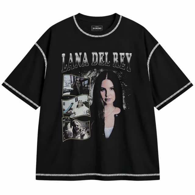 Lana Del Rey - Vintage Bootleg — Unisex oversize, Negro con costura blanca