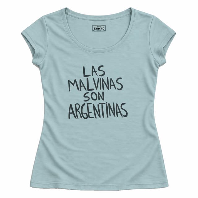 Las malvinas son argentinas — Mujer entallada, Celeste