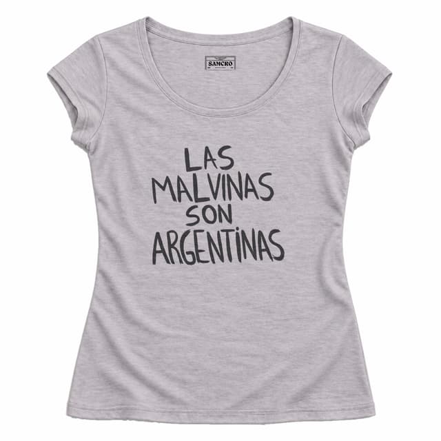 Las malvinas son argentinas — Mujer entallada, Gris
