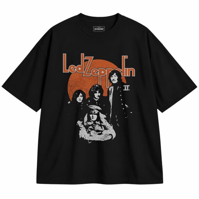 Led Zeppelin - II Orange Circle — Unisex oversize, Negro