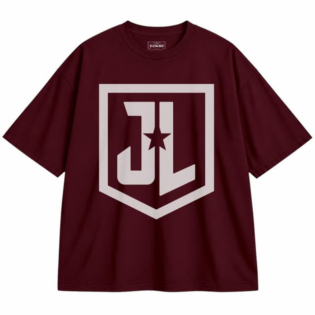 Liga de la Justicia 3 — Unisex oversize, Bordó