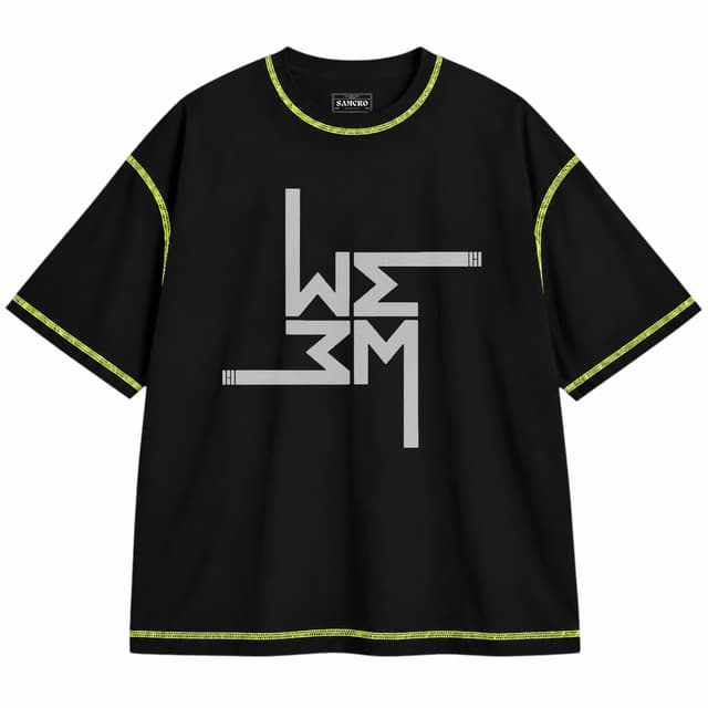 Marilyn Manson 1 — Unisex oversize, Negro con costura verde