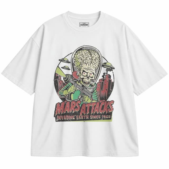 Mars Attacks 3 — Unisex oversize, Blanco