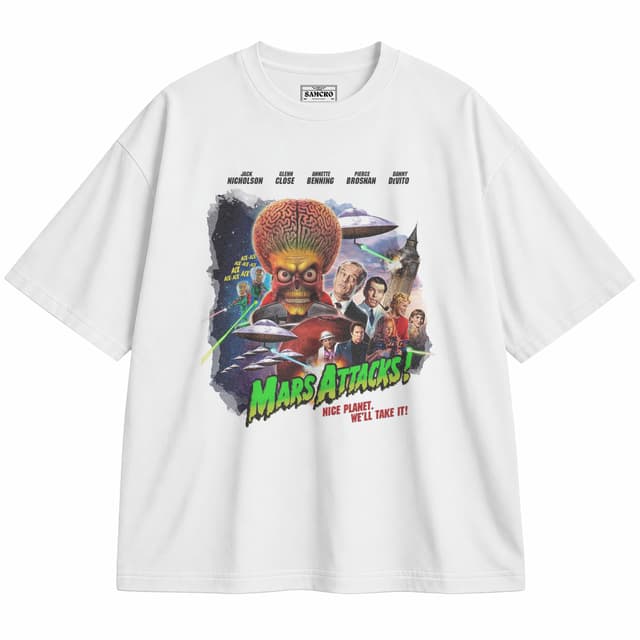 Mars Attacks 7 — Unisex oversize, Blanco