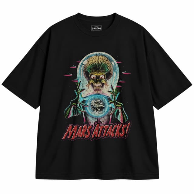 Mars Attacks - Alien Holding Earth Vintage — Unisex oversize, Negro