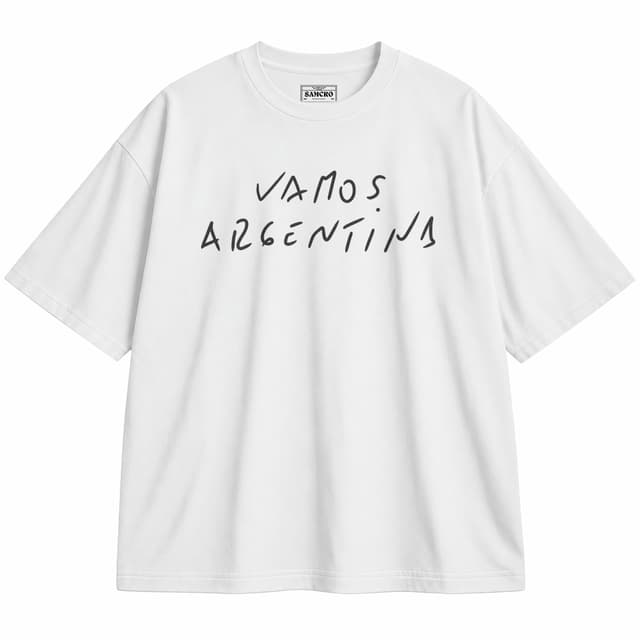 Messi - Vamos Argentina — Unisex oversize, Blanco