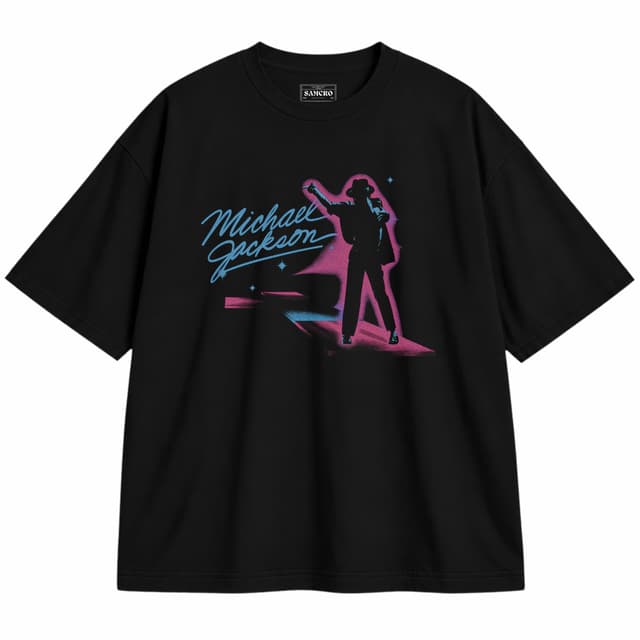 Michael Jackson - Neon Silhouette — Unisex oversize, Negro