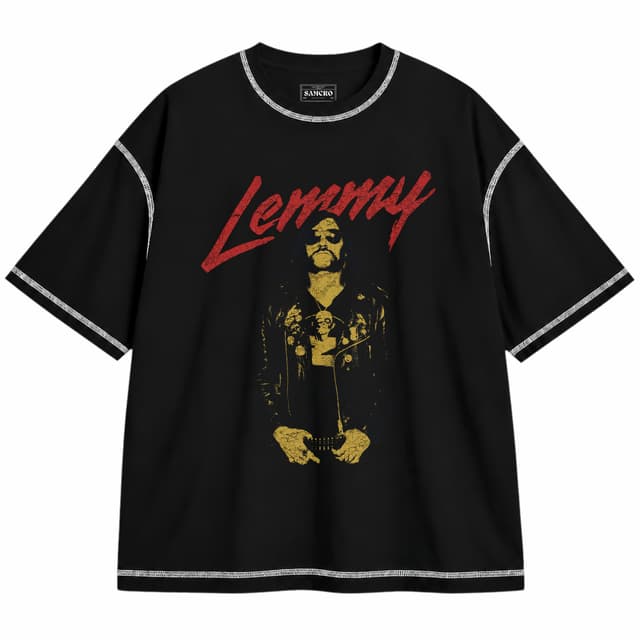 Motörhead - Lemmy Portrait — Unisex oversize, Negro con costura blanca