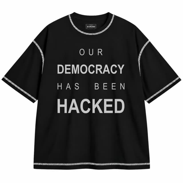 Mr. Robot 4 — Unisex oversize, Negro con costura blanca