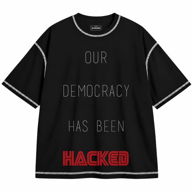 Mr. Robot 6 — Unisex oversize, Negro con costura blanca
