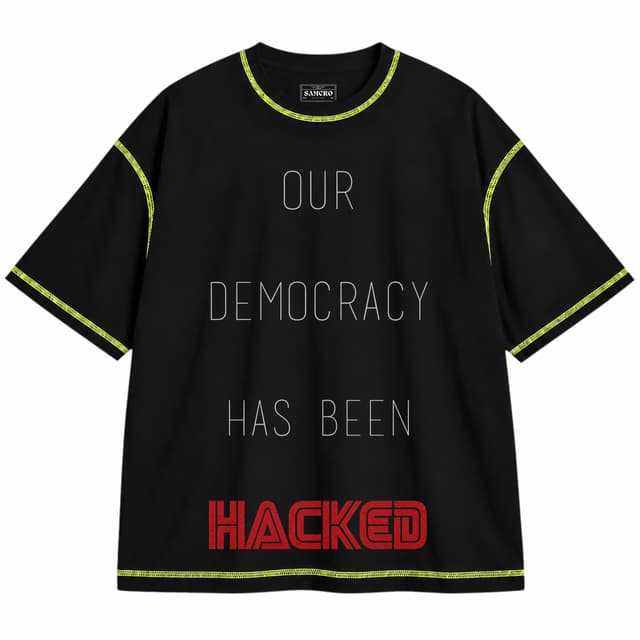 Mr. Robot 6 — Unisex oversize, Negro con costura verde
