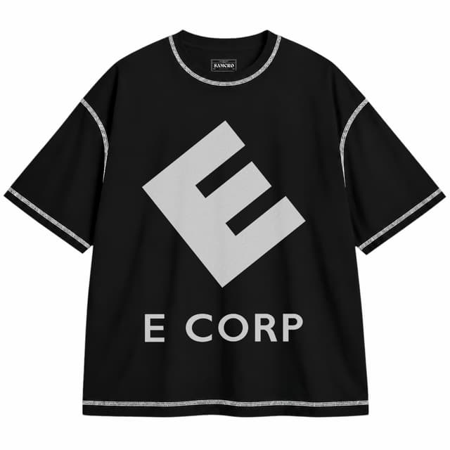 Mr. Robot 8 — Unisex oversize, Negro con costura blanca