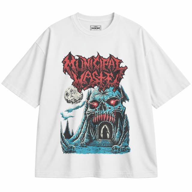 Municipal Waste - Castle Skull — Unisex oversize, Blanco