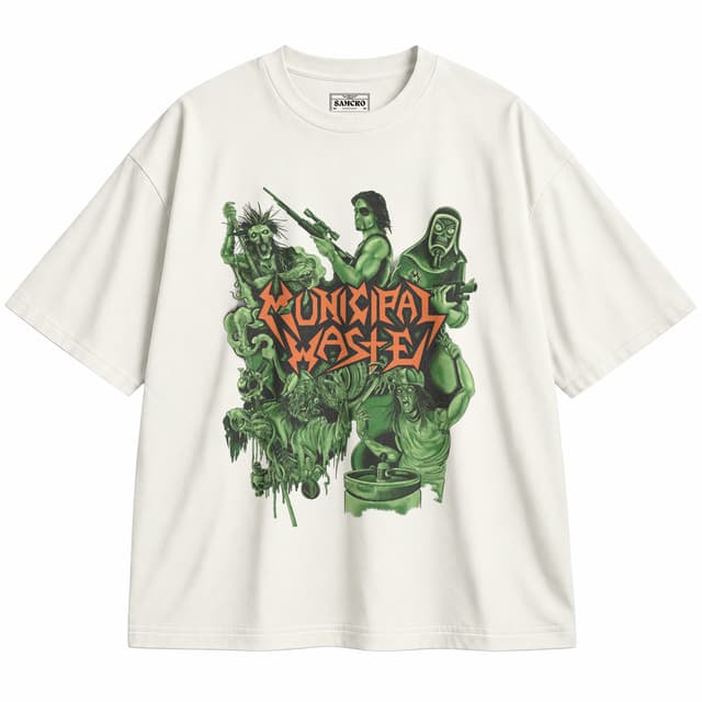 Municipal Waste - Collage Logo — Unisex oversize, Crema