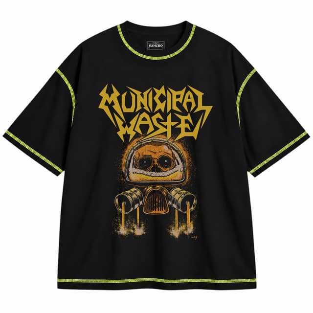 Municipal Waste - Keg Killer — Unisex oversize, Negro con costura verde