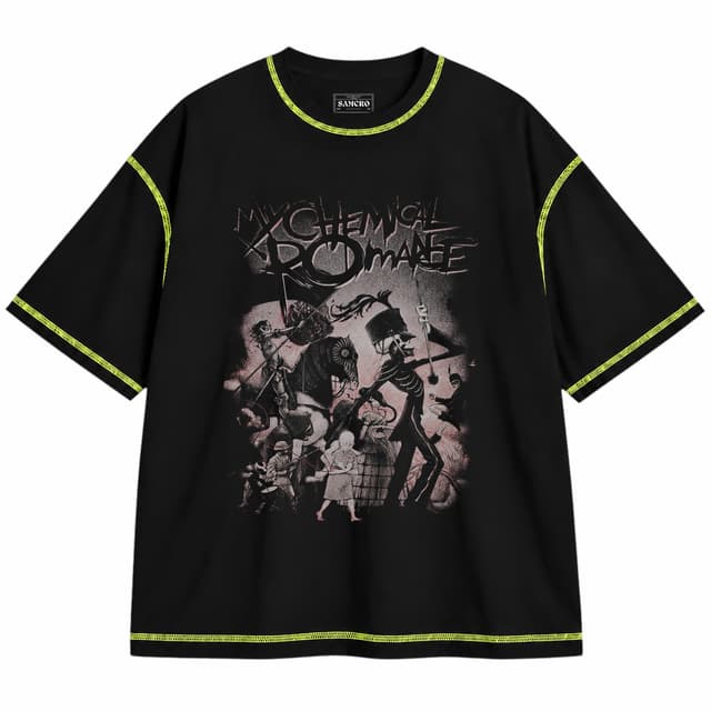 My Chemical Romance - Black Parade Color — Unisex oversize, Negro con costura verde