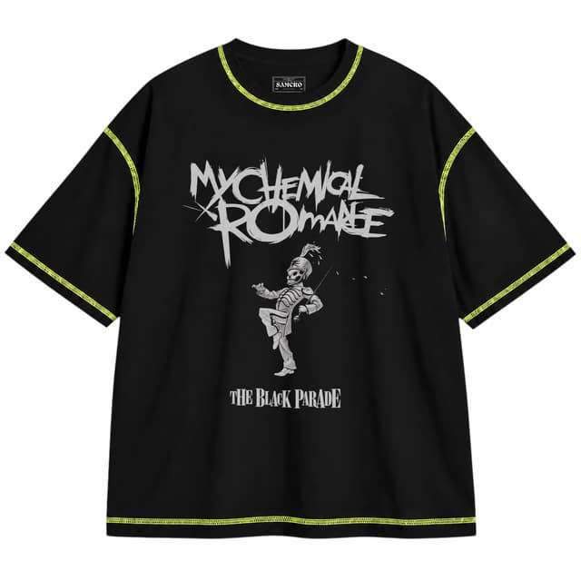 My Chemical Romance - Black Parade Marching Band — Unisex oversize, Negro con costura verde