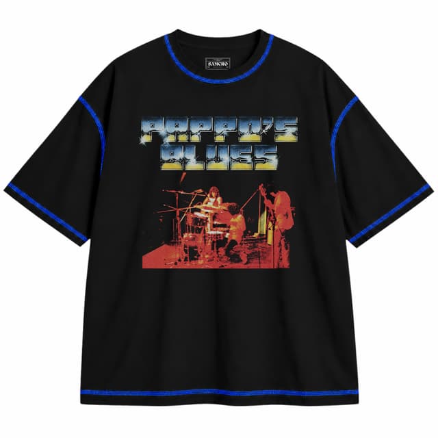 Pappo - Blues Vol 7 — Unisex oversize, Negro con costura azul