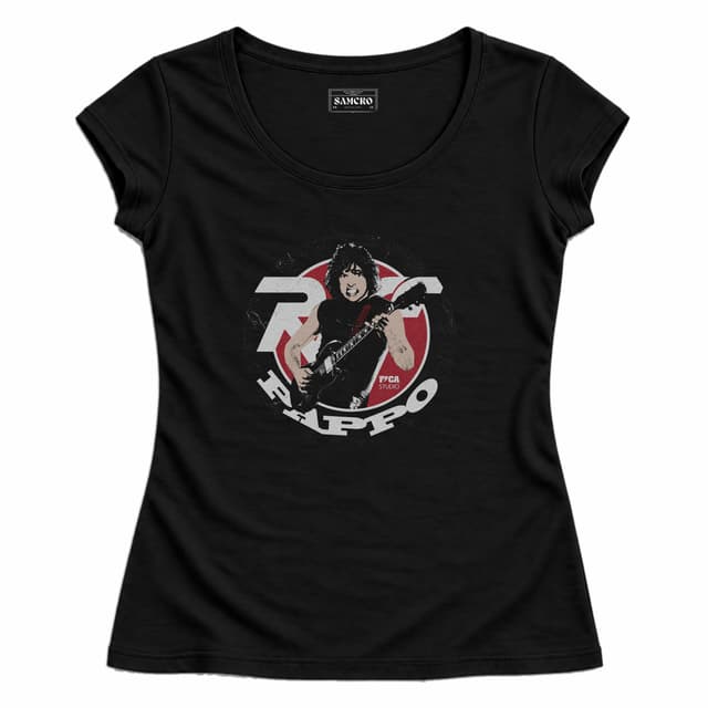 Pappo - Logo Rojo Tocando Guitarra — Mujer entallada, Negro