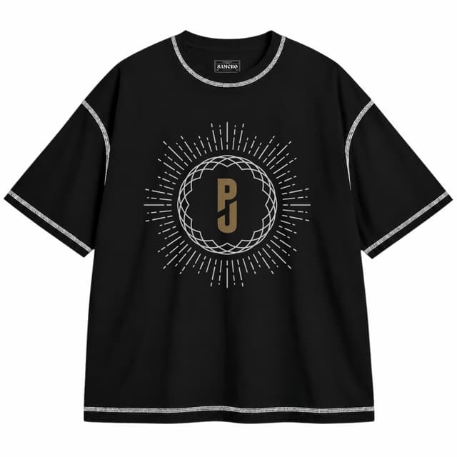 Pearl Jam 20 — Unisex oversize, Negro con costura blanca