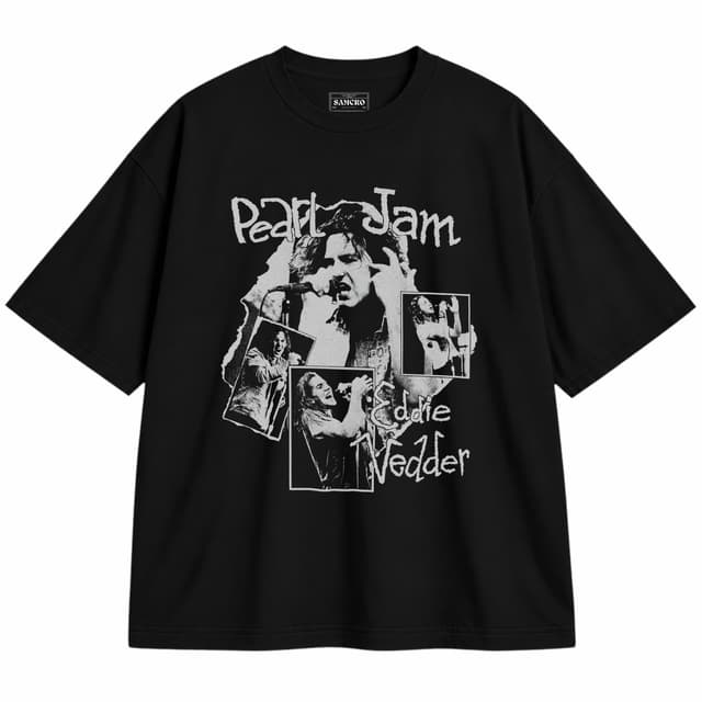 Pearl Jam - Eddie Vedder Photo Collage — Unisex oversize, Negro