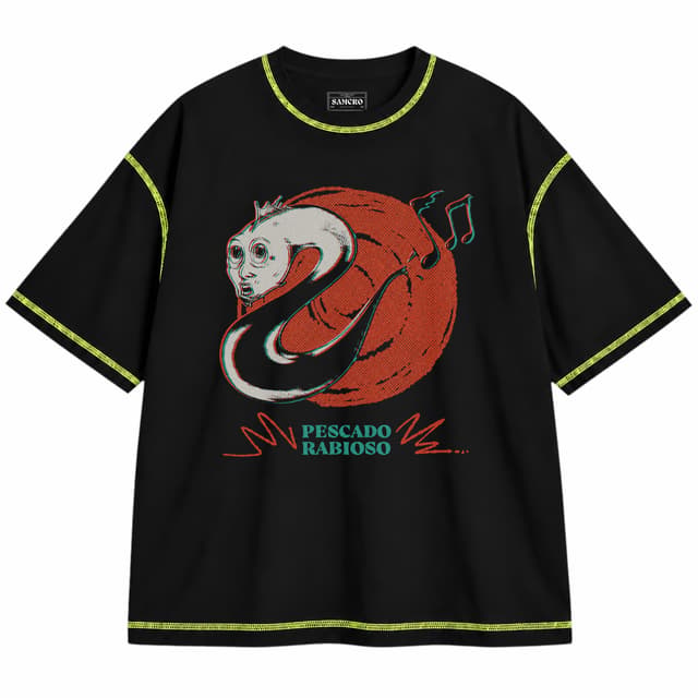 Pescado Rabioso - Pescado 2 1973 — Unisex oversize, Negro con costura verde